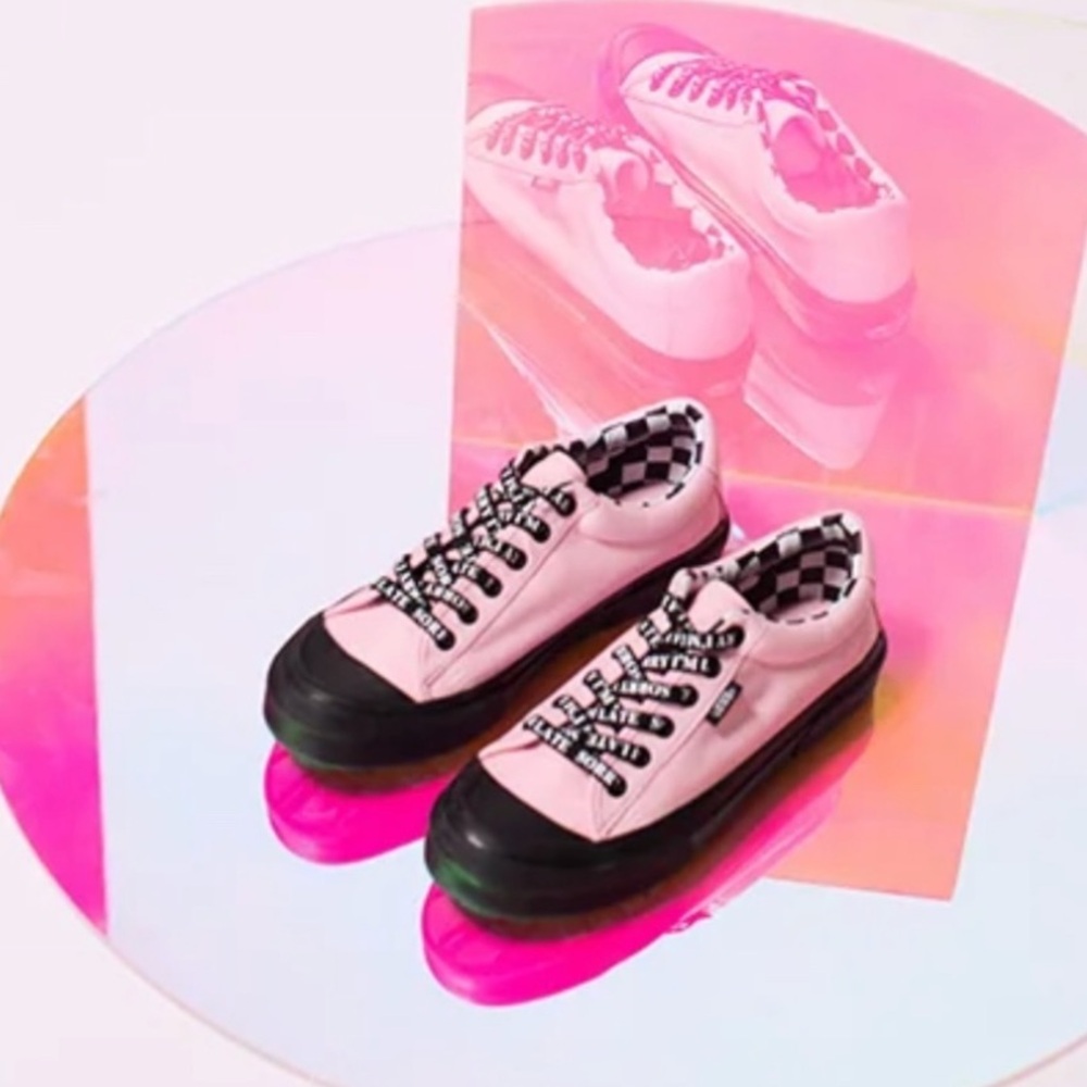 Lazy Oaf Pink and Black Checkered Sneakers